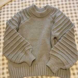 Gray Ribbed Knit Sweater